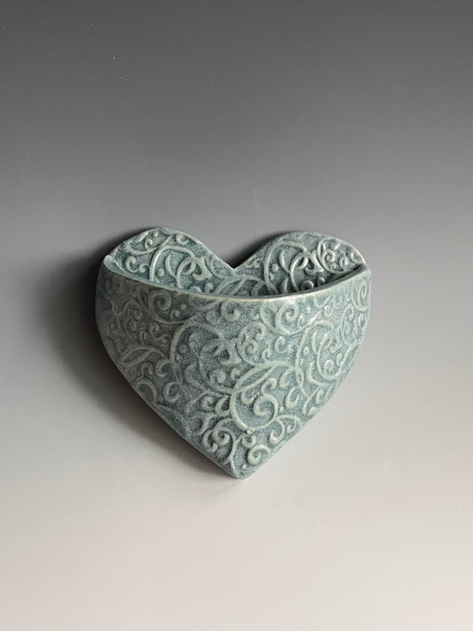 Heart Pocket Magnet: Large Blue Satin Color