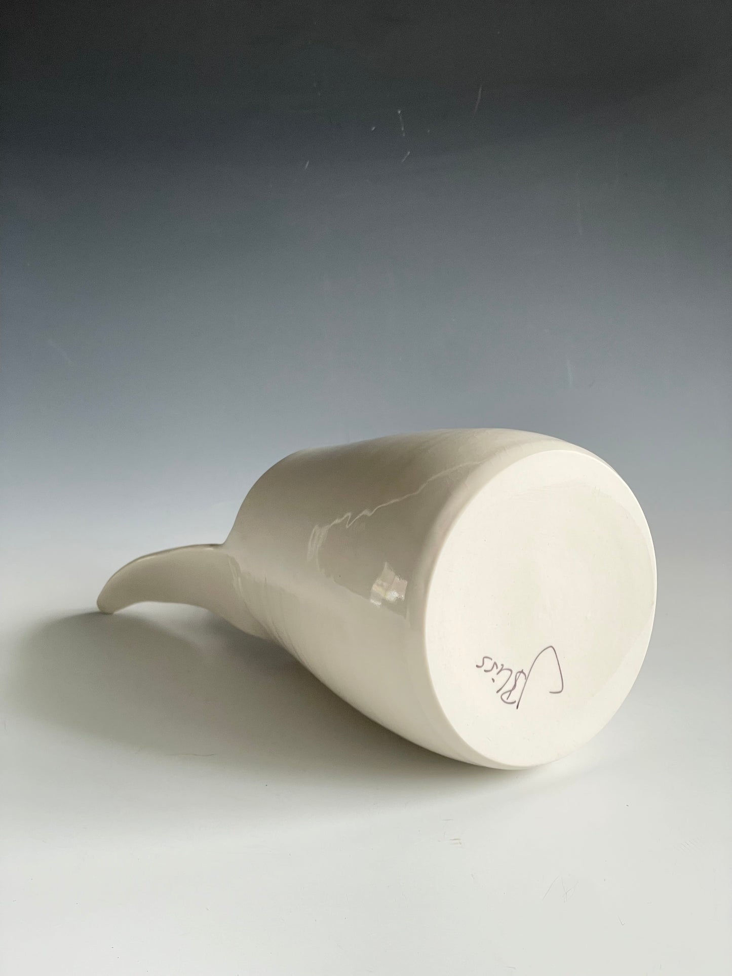 Porcelain Bunny Vase with purple gold-lined flower