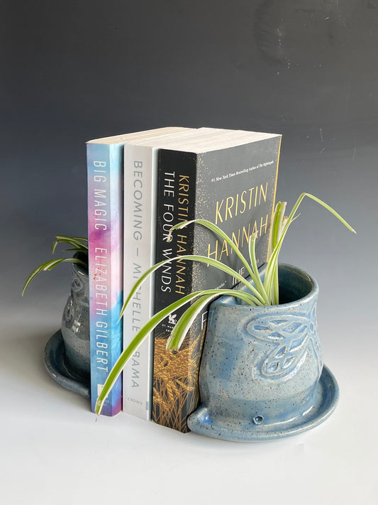 Dragonfly Stoneware Bookend Planter Set