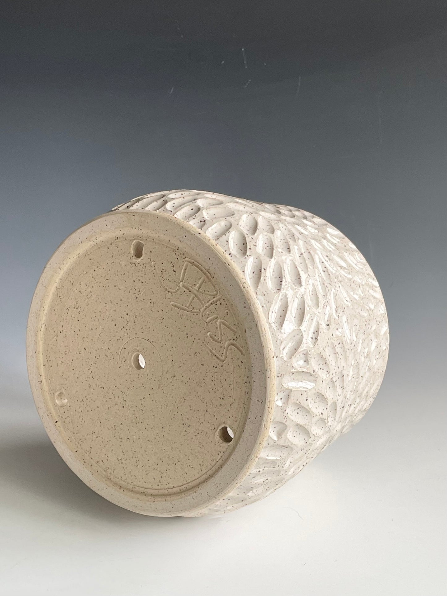 Carved White Planter