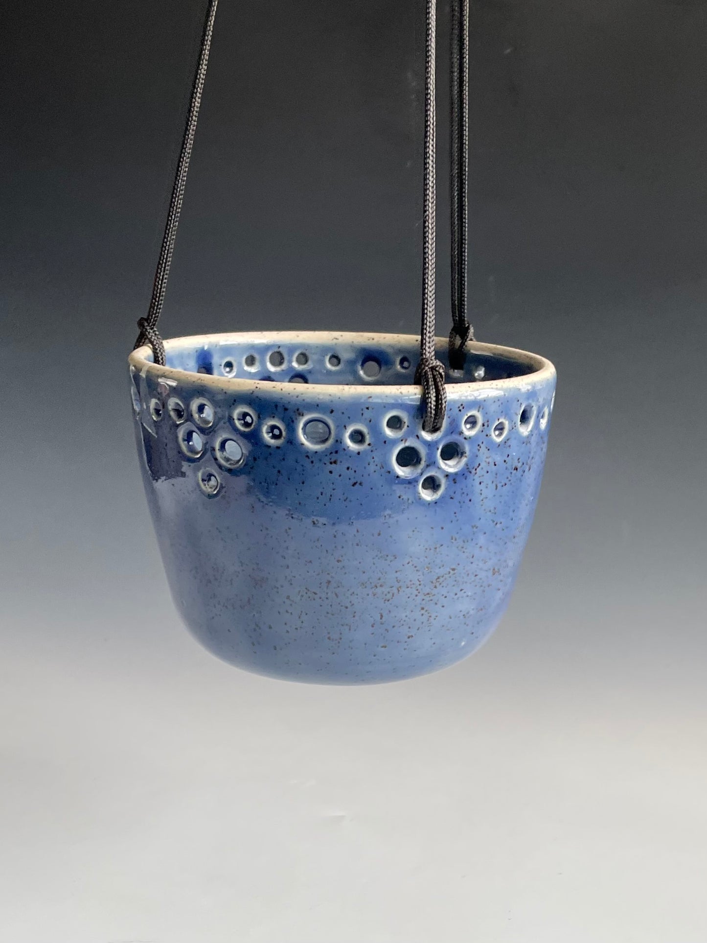 Pierced Blue Hanging Planter