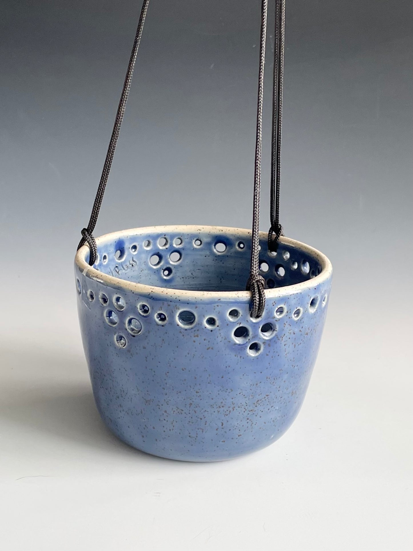 Pierced Blue Hanging Planter
