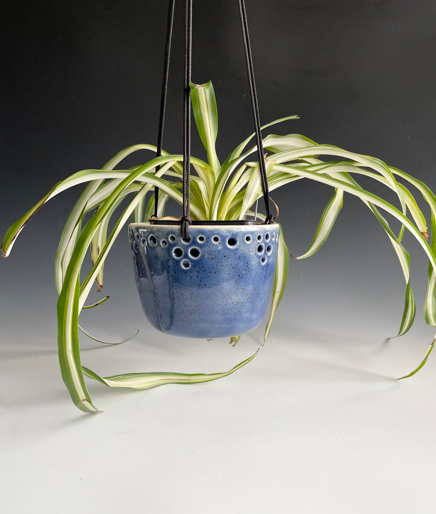 Pierced Blue Hanging Planter