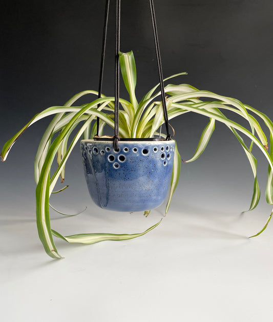 Pierced Blue Hanging Planter