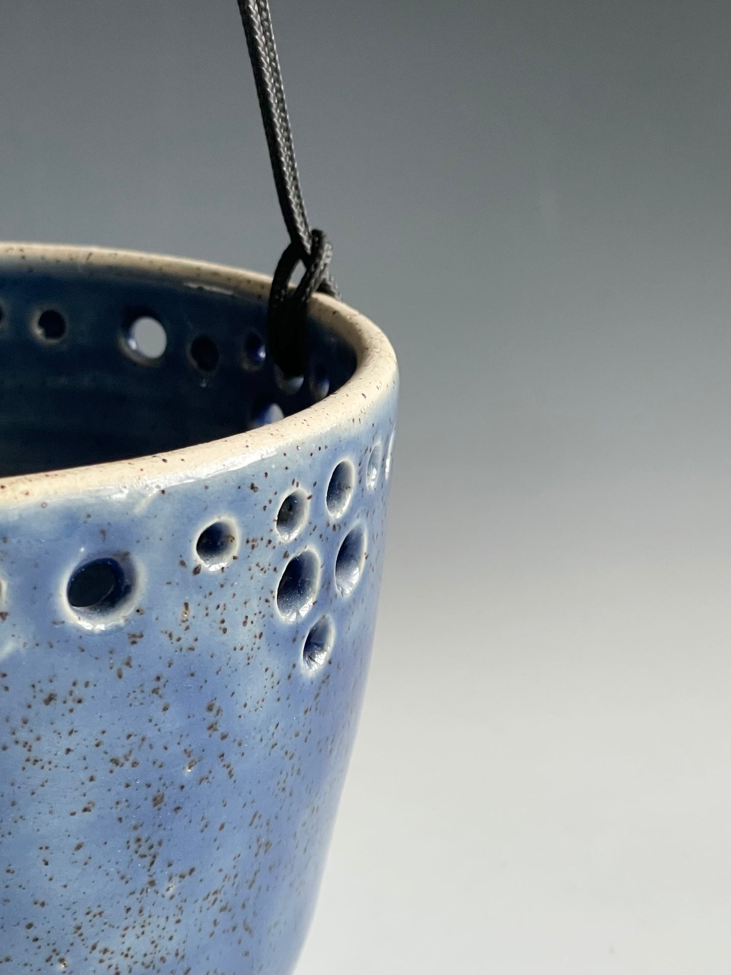 Pierced Blue Hanging Planter