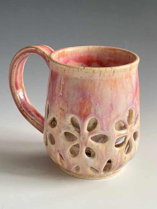 Double Walled Pierced Flower Mug