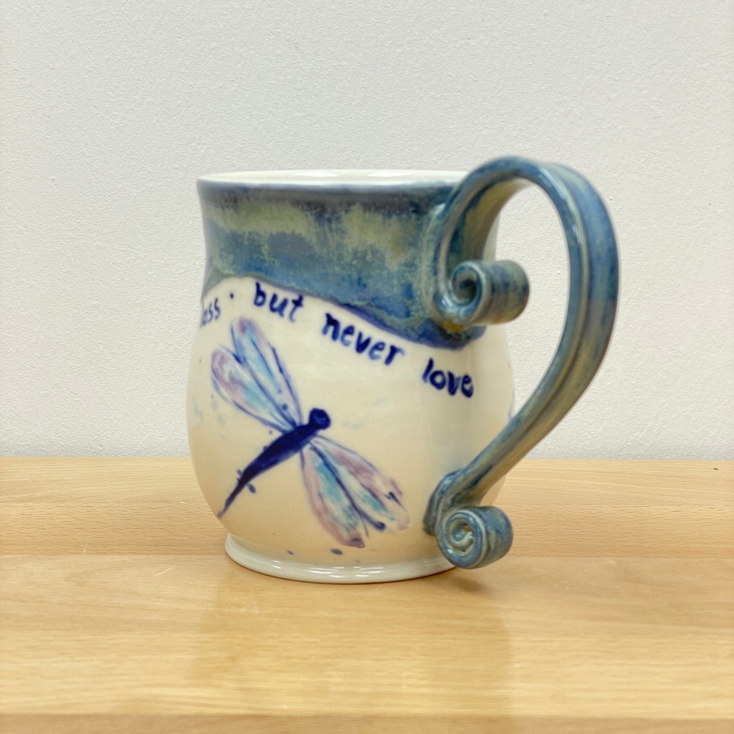 16 oz porcelain dragonfly quote mug: Loss