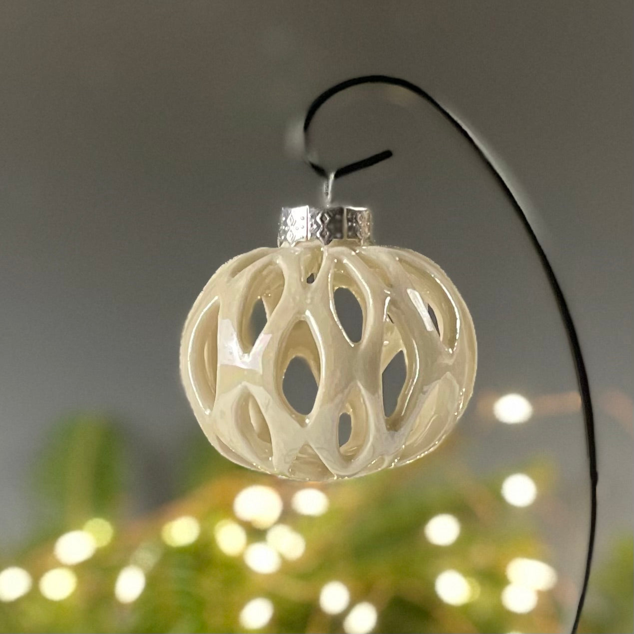 Porcelain Marquis Pierced Bauble