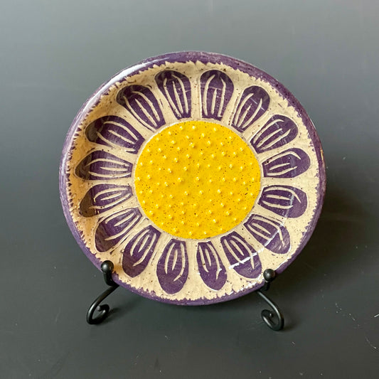 Purple Sgraffito Flower Ceramic Grater 2