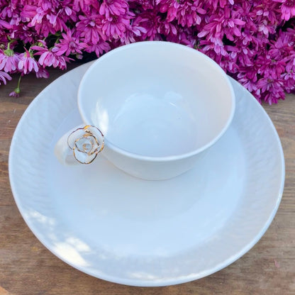 11" White carved porcelain plate