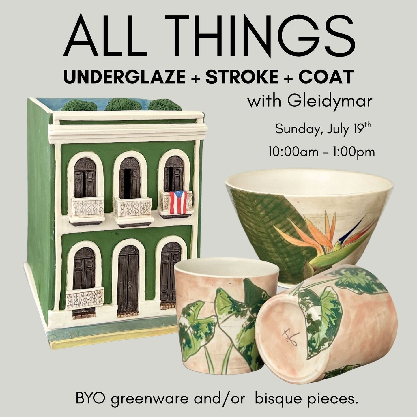 Member Workshop: All Things Underglaze + Stroke & Coat | July 19th, 10am - 1pm