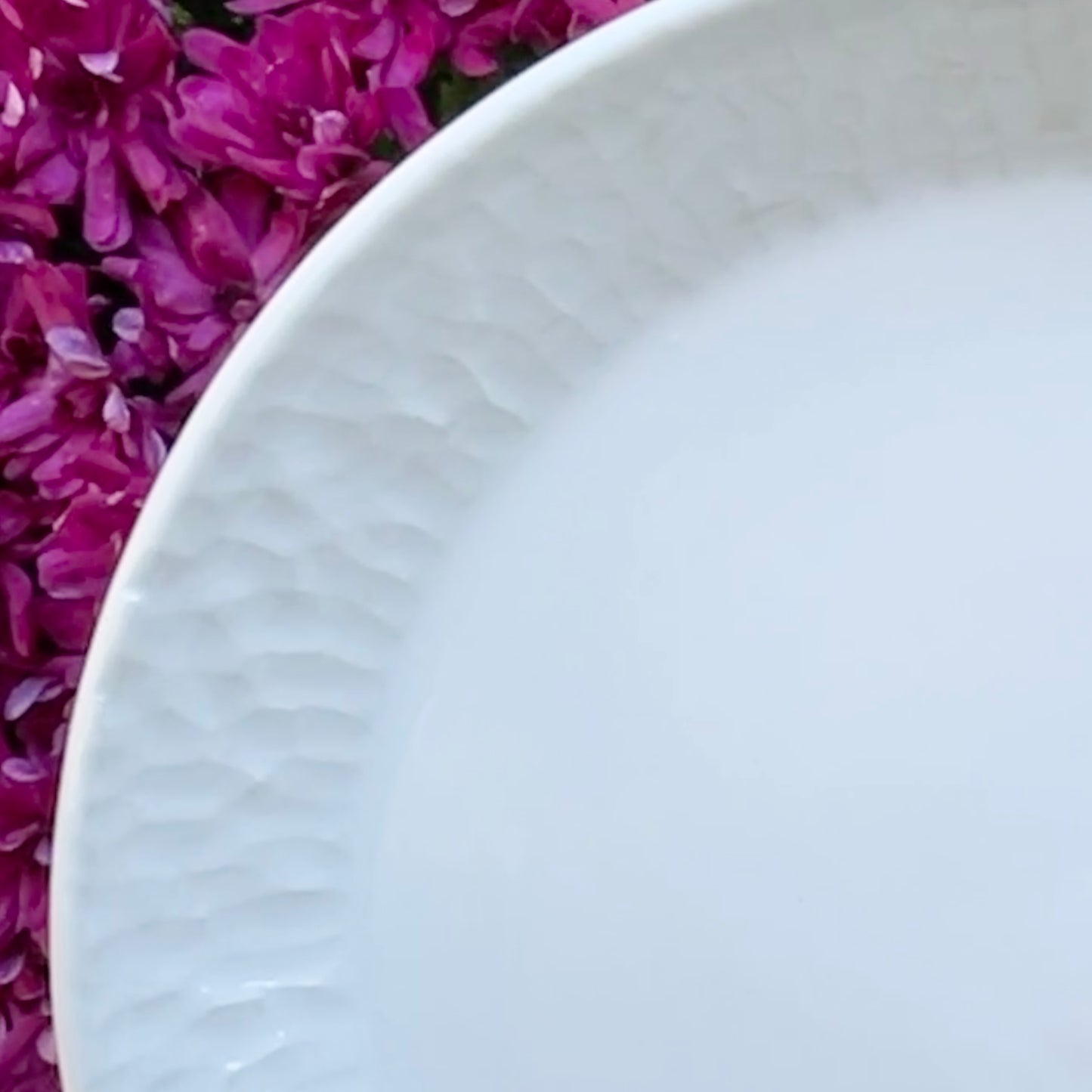 11" White carved porcelain plate