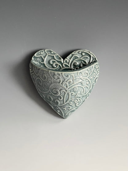 Heart Pocket Magnet: Small Blue Satin Color