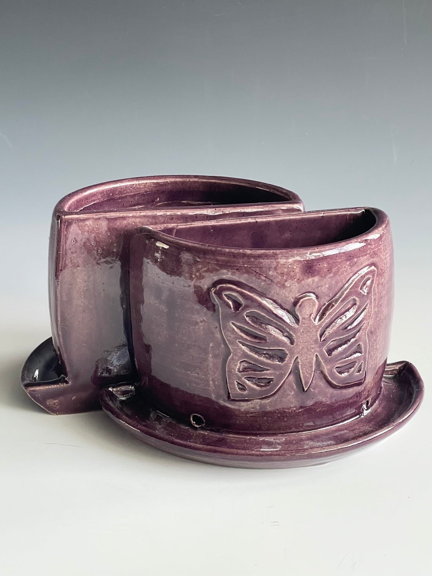 Butterfly Stoneware Bookend Planter Set