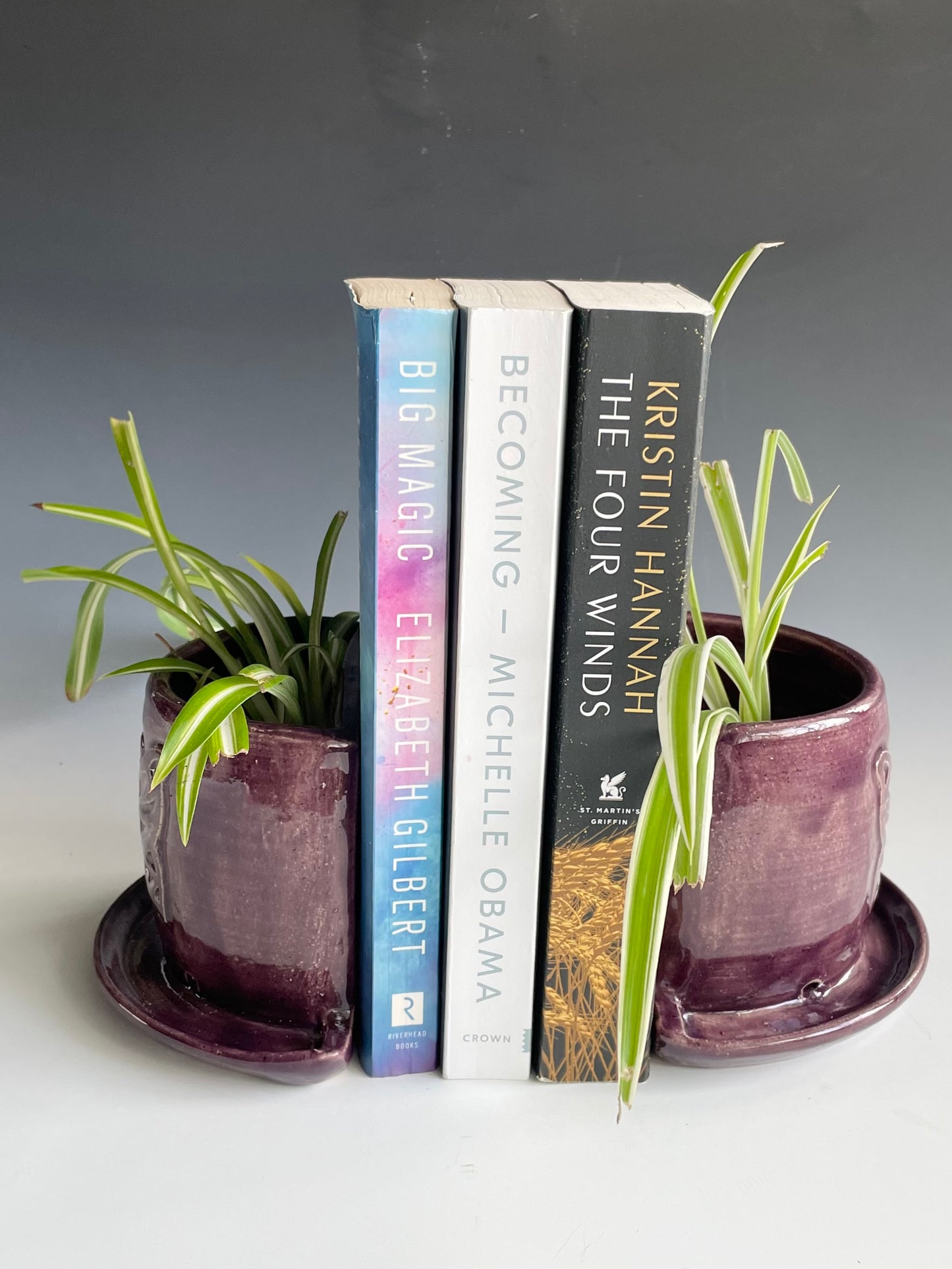 Butterfly Stoneware Bookend Planter Set