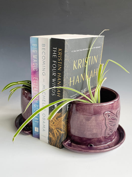 Butterfly Stoneware Bookend Planter Set
