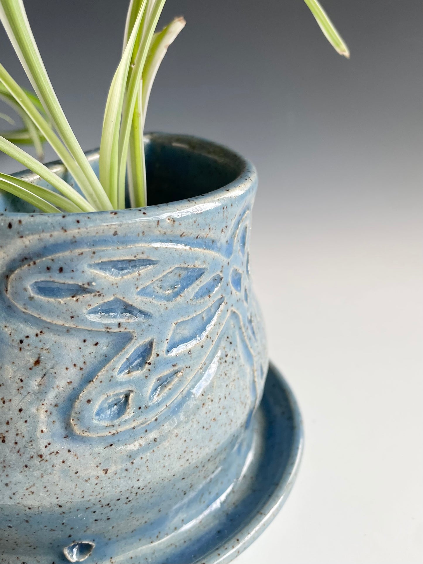 Dragonfly Stoneware Bookend Planter Set