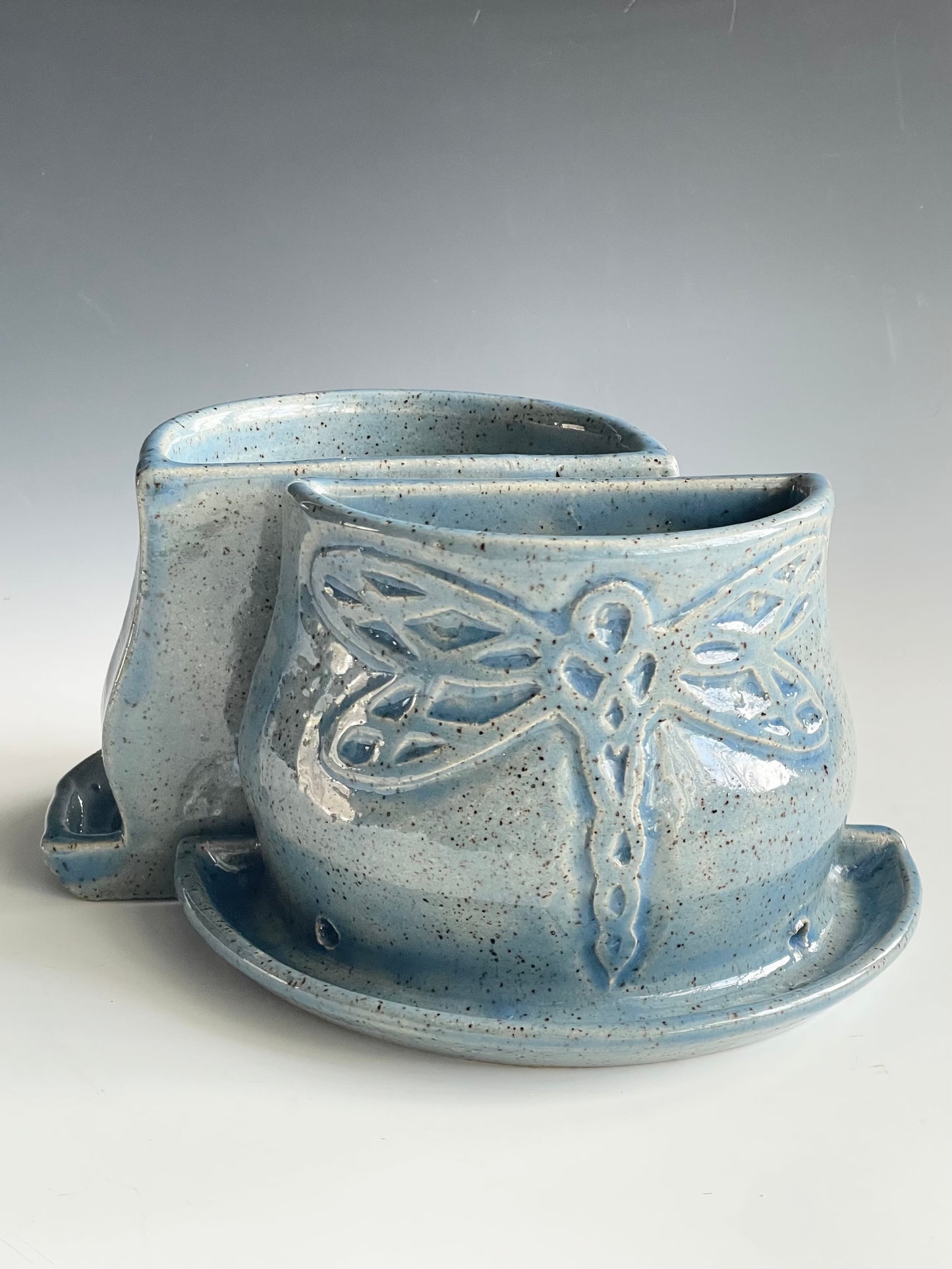 Dragonfly Stoneware Bookend Planter Set