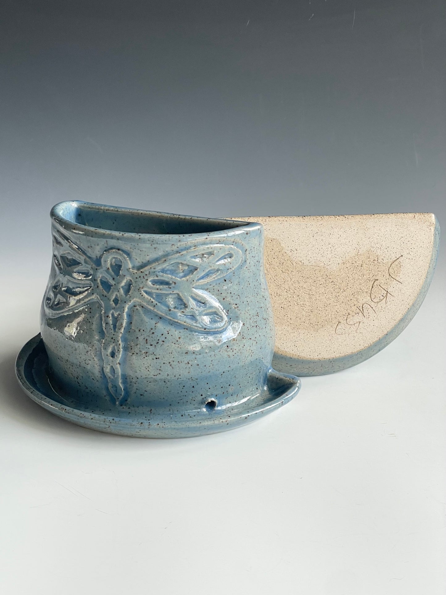 Dragonfly Stoneware Bookend Planter Set