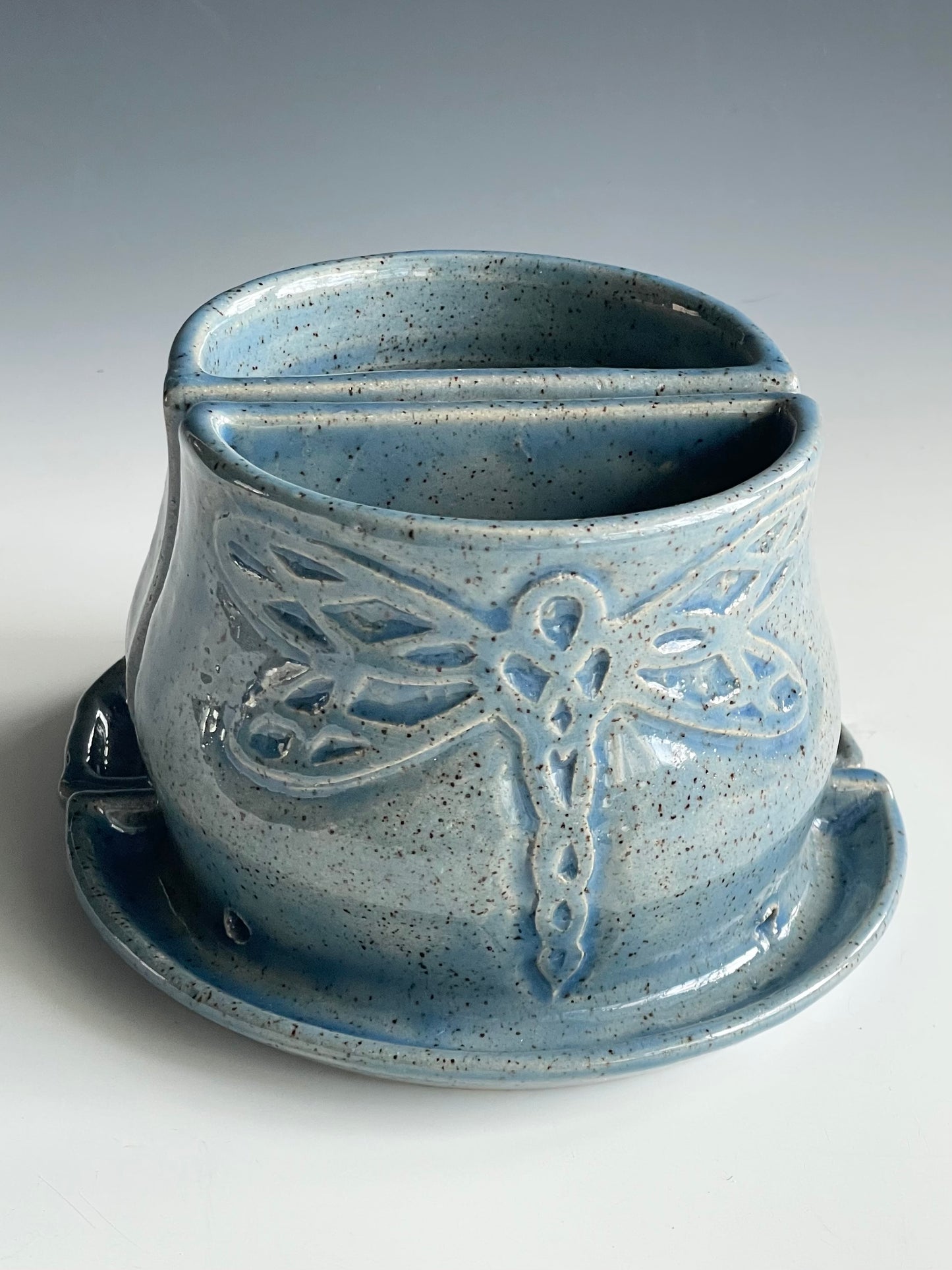 Dragonfly Stoneware Bookend Planter Set