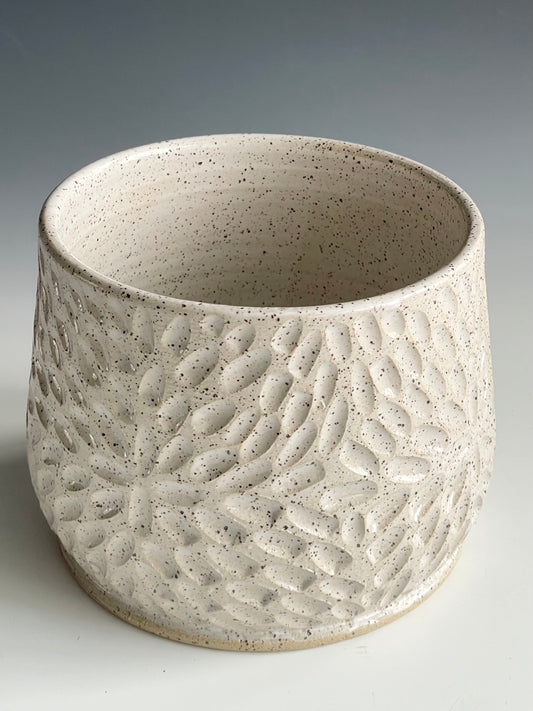 Carved White Planter