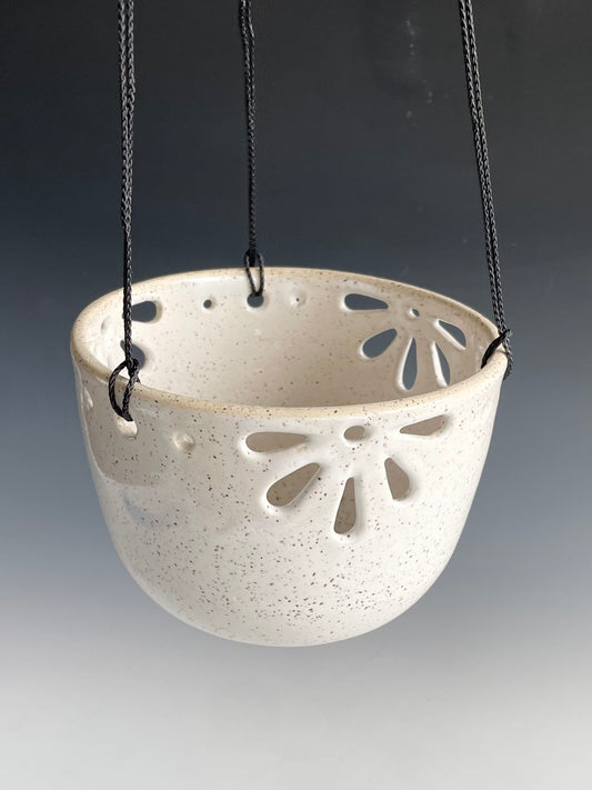 Pierced White Hanging Planter