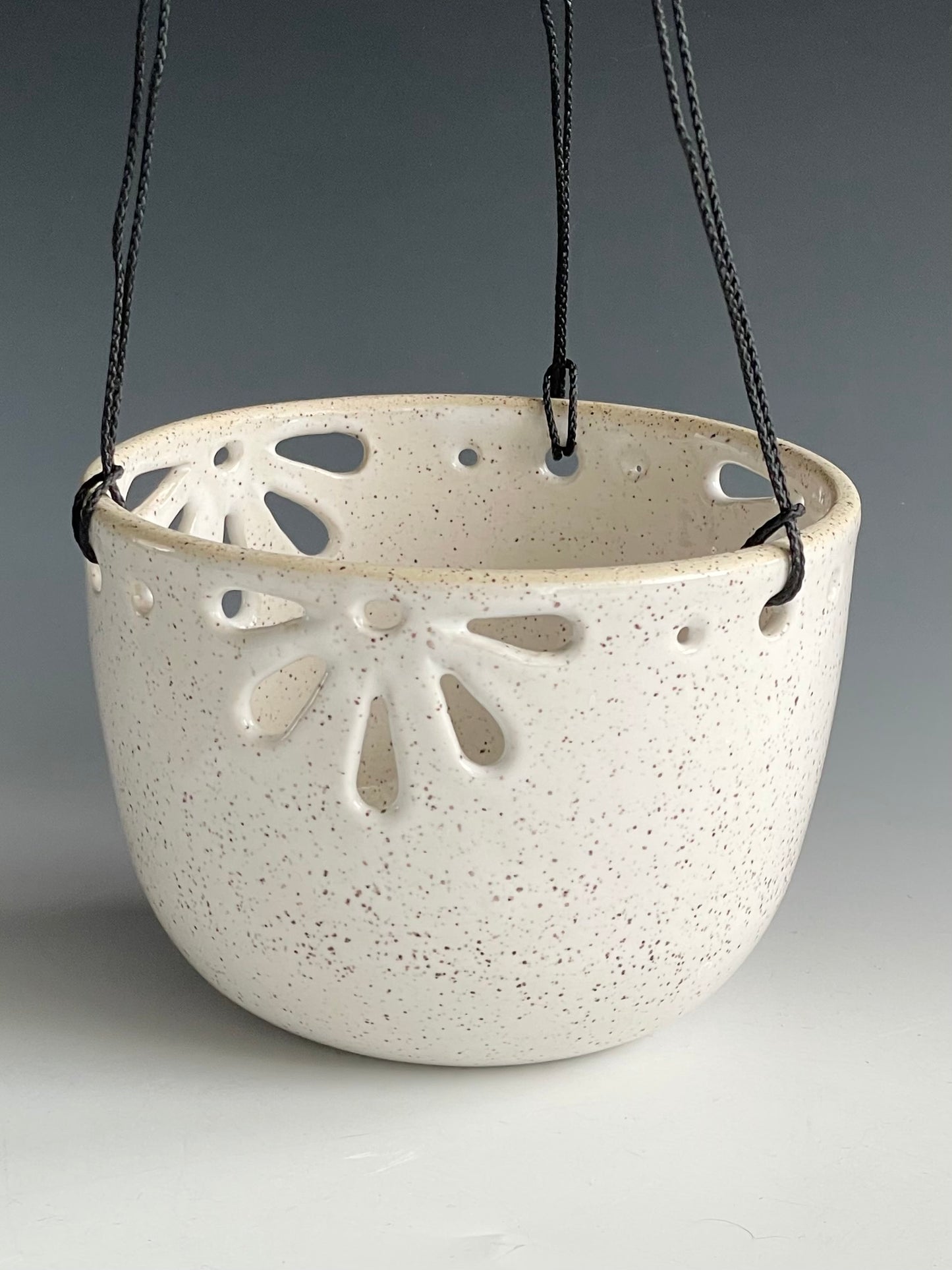 Pierced White Hanging Planter