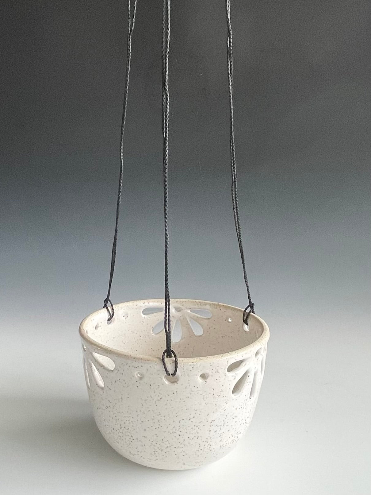 Pierced White Hanging Planter