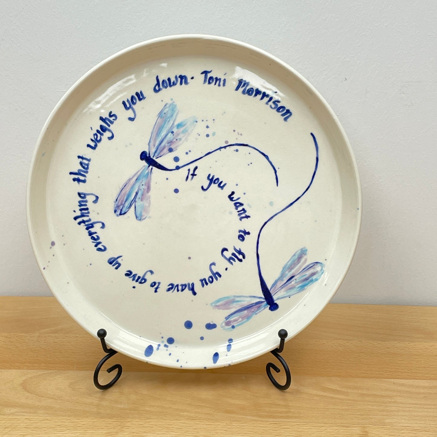 11 inch dragonfly plate: Toni Morrison Quote