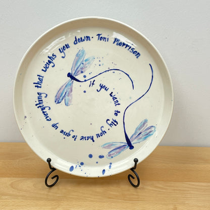 11 inch dragonfly plate: Toni Morrison Quote