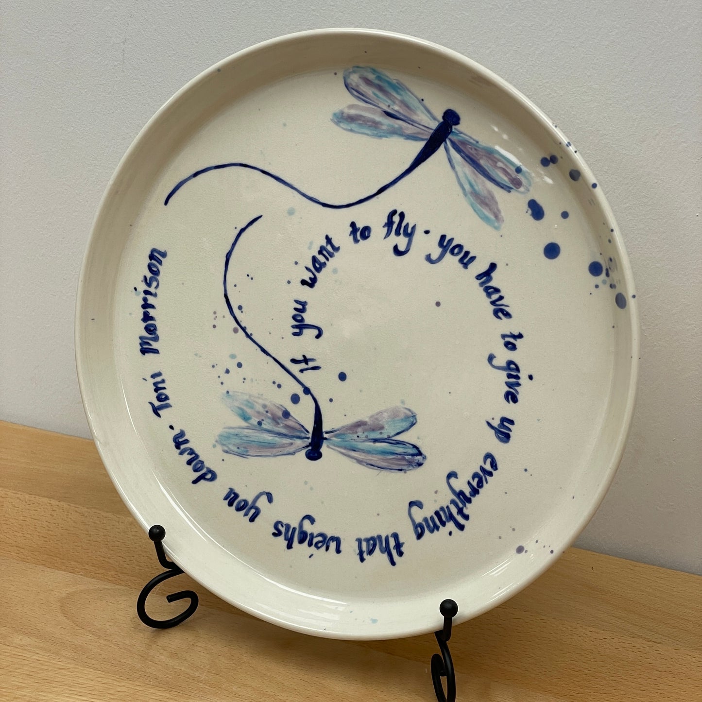 11 inch dragonfly plate: Toni Morrison Quote