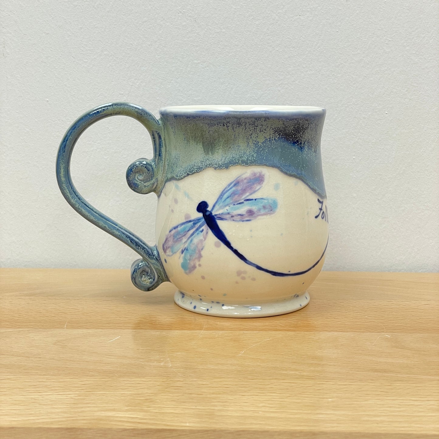 16 oz porcelain dragonfly quote mug: Bliss