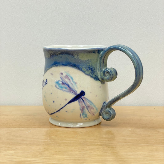16 oz porcelain dragonfly quote mug: Bliss