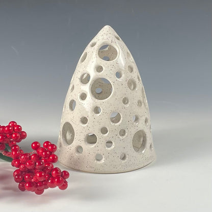 White circles pierced tree luminary, medium