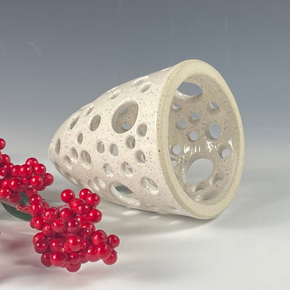 White circles pierced tree luminary, medium