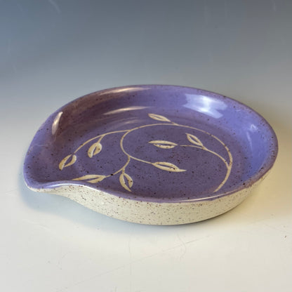 Purple Leaf-Carved Spoonrest