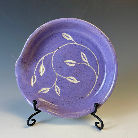 Purple Leaf-Carved Spoonrest