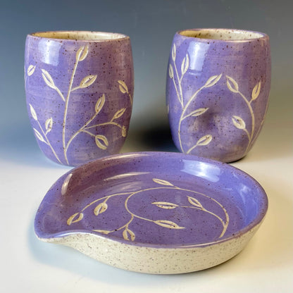 Purple Leaf-Carved Spoonrest