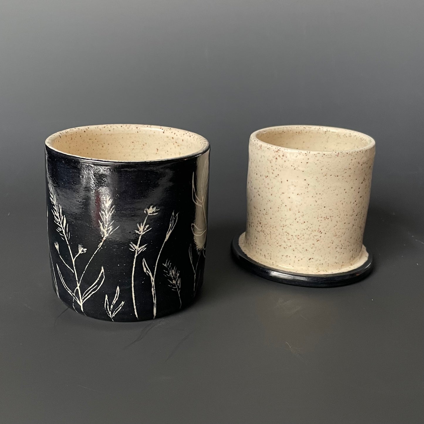 Sgraffito Dragonfly Design Butter Keeper