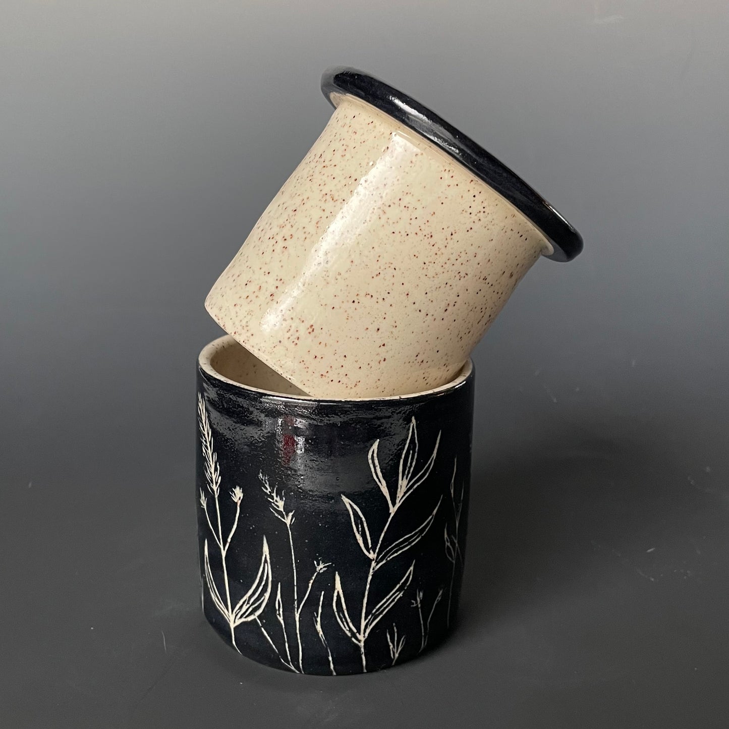 Sgraffito Dragonfly Design Butter Keeper
