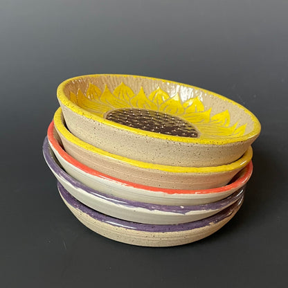 Purple Sgraffito Flower Ceramic Grater 2