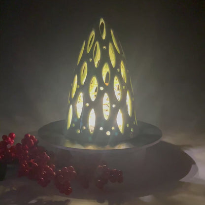 Green marquis style pierced tree luminary, large